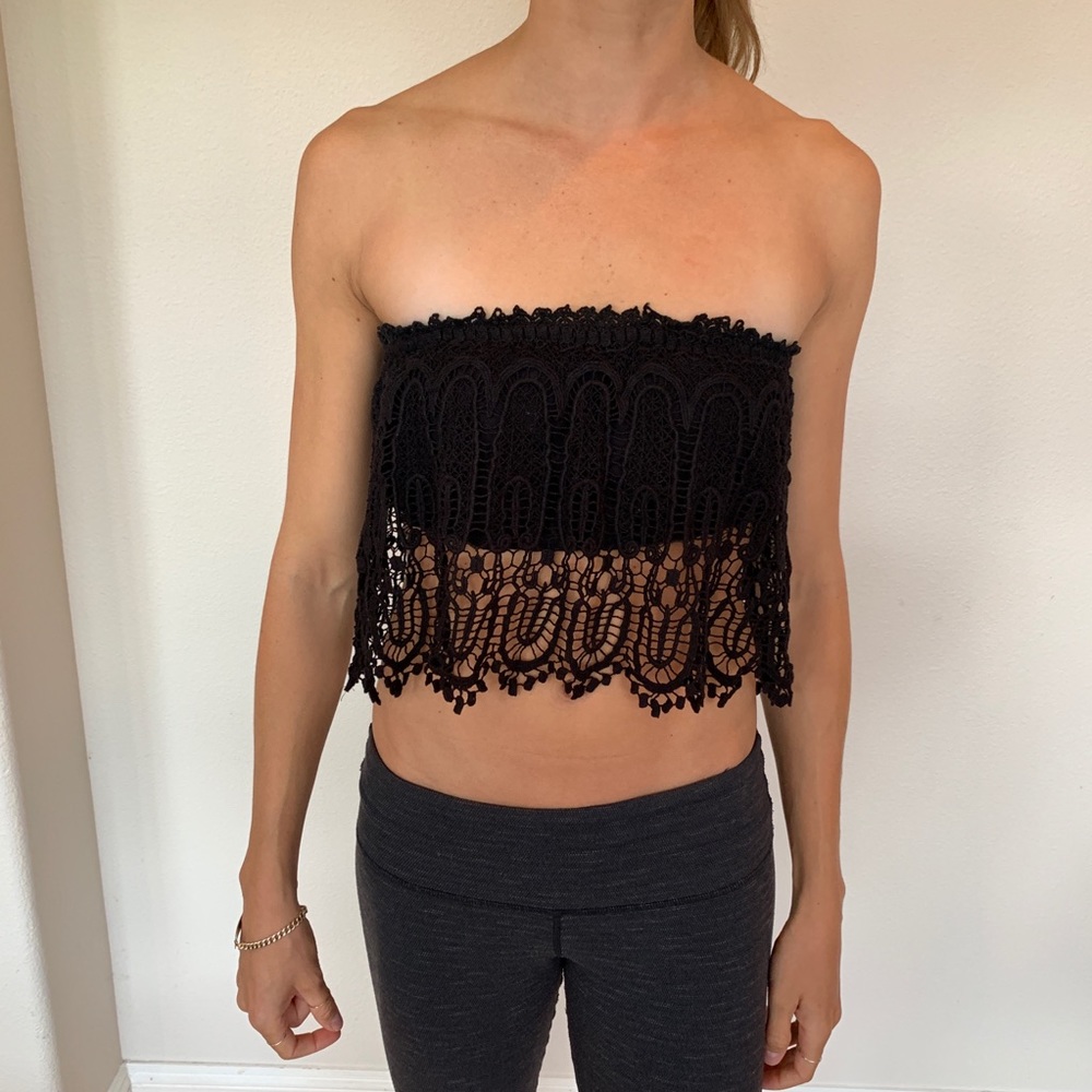 Black lace crop top